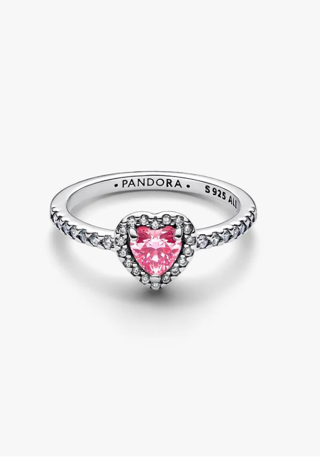 Anello Cuore in Rilievo Rosa